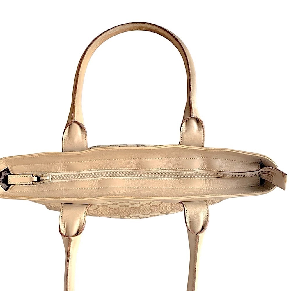 Gucci monogram canvas and leather tote bag tan cream beige nude - Picture 8 of 12